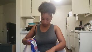 Shanice Granison popping out her melons, spraying milkies