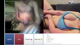 Bitch with huge boobs masturbate on web camera in chatroulette