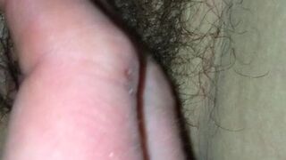 Wifes hairy twat close up