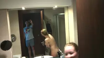 Chick With Perfect Boobies Shows Her Body In Hotel Bathroom