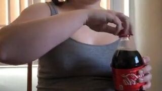 Short meaty slut plays with her belly