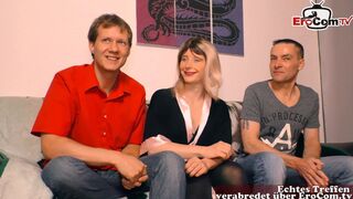 German Housewife and GF first time threesome casting