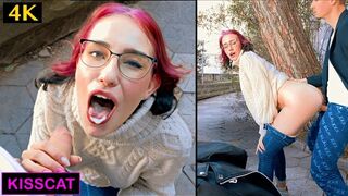 KISSCAT love Breakfast with Sausage - Public Agent Pickup Russian Student for Outdoor Sex 4k