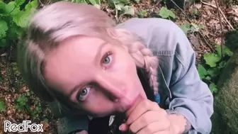 Schoolgirl Sloppy POINT OF VIEW Bj on Nature, Cumming on Mouth