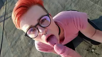 Point Of View Jizz on face! Attractive red-head gave me a deepthroat bj on the rooftop.Sosweetyfuck