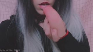 Point Of View Your goth classmate blows your little prick like lollipop home-made lady bj sperm mouth swallow