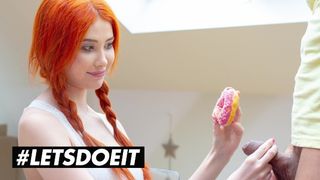 BITCHESABROAD - Huge Breasts Ginger Gets Plowed For A Donut - LETSDOEIT