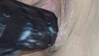 Large black dildo fucking my pussy