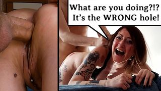 Wrong Hole, Crying Skank Screaming ROUGH ANAL DESTRUCTION "PLEASE NO don't fuck my booty!" IT HURTS?