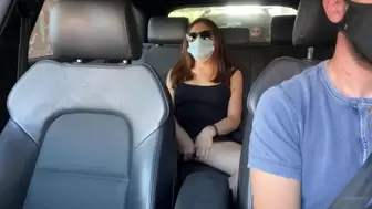 Milf cheating wifey cumming with Uber dude on the way to the beach