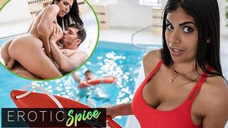 DEVIANTE - Giant Melons Lifeguard Sheila Ortega saves a monstrous prick so her wet cunt can get cream-pie