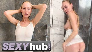 Lonely blonde sweety Nancy A lockdown isolation masturbate in the shower