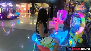Asian amatuer teenie GF plays with a vibrator toy after a day of fun