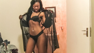 Ebony Lady Shows New Lingerie Dancing To Her White Stepdaddy She Gets Railed By His Gigantic Dong