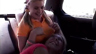 Little Summer fingered in the back of car in public