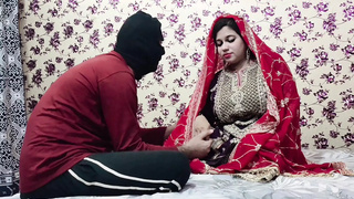 Indian Desi Cute Bride with her Boy on Wedding Night