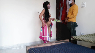 Indian delhi College lady seduce Lucky Delivery Hubby to get the reward in hotel
