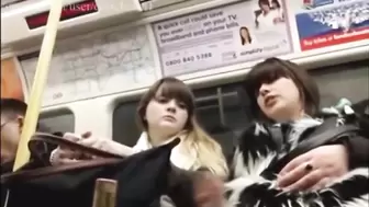 The reaction of women to a big dick in the train Rzhaka