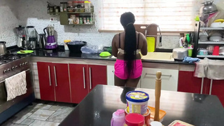 Dark Hard-core Sex in the Kitchen with Humongous Penis Jaydick and Large Titties African Nemi