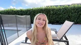 Fine blonde Mila Monet is ready to get lifted and folded like a chair in the full nelson while I am pumping her tight vagina!