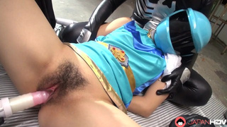Chinese skank in blue space uniform has gang-bang with sex toys uncensored.