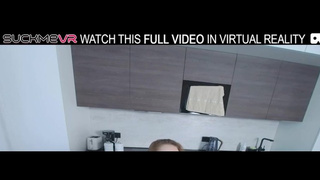 Brunette babe Olivia Westsun in the kitchen had hard mounts with bf in VR.