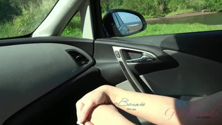 After hiking with Bailey Brooke she blows your dong in the car