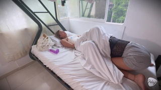 A bitch discovers her hostel roommate masturbating and decides to suck her twat until she squirts