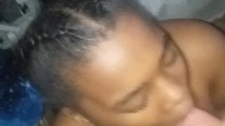 Shy ebony college queen teen gulps and gags