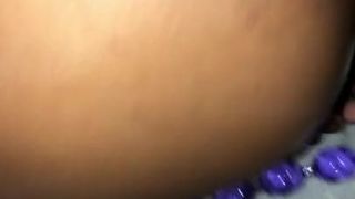 Asian takes black cock and anal beads