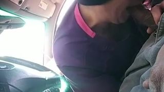 Two prostitute sucking black cock in car