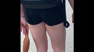 Walking Volleyball Spandex Shorts Candid-Legs & Asses