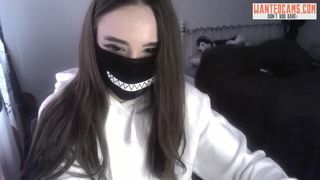 Masked teen Cory anal fingering