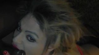 TS Melanya suck black dick